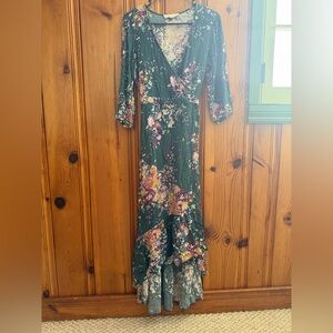 ❤️Lovestitch Watercolor Floral Midi Dress with beautiful Ruffle Hem Details